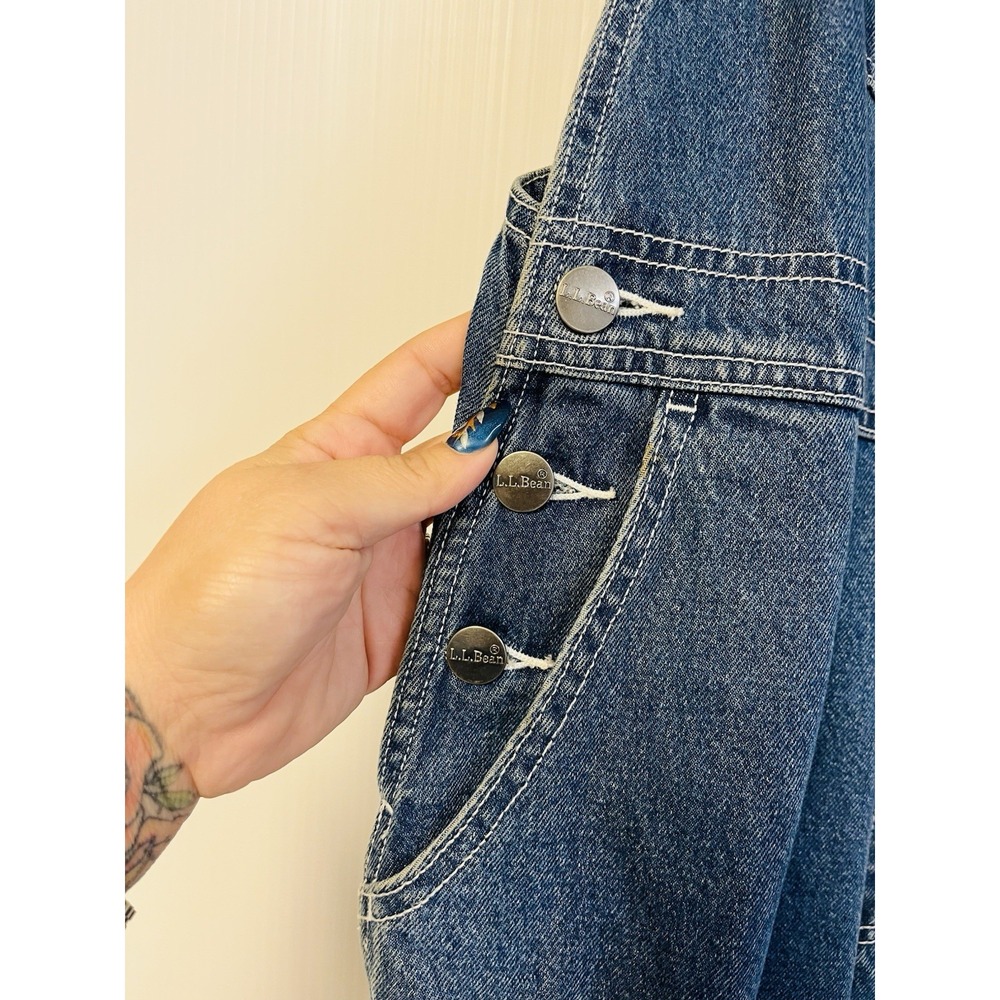 LL Bean Vintage Overalls Women Denim Bib Cotton Cottage Farm Chore Dungaree - Picture 4 of 8